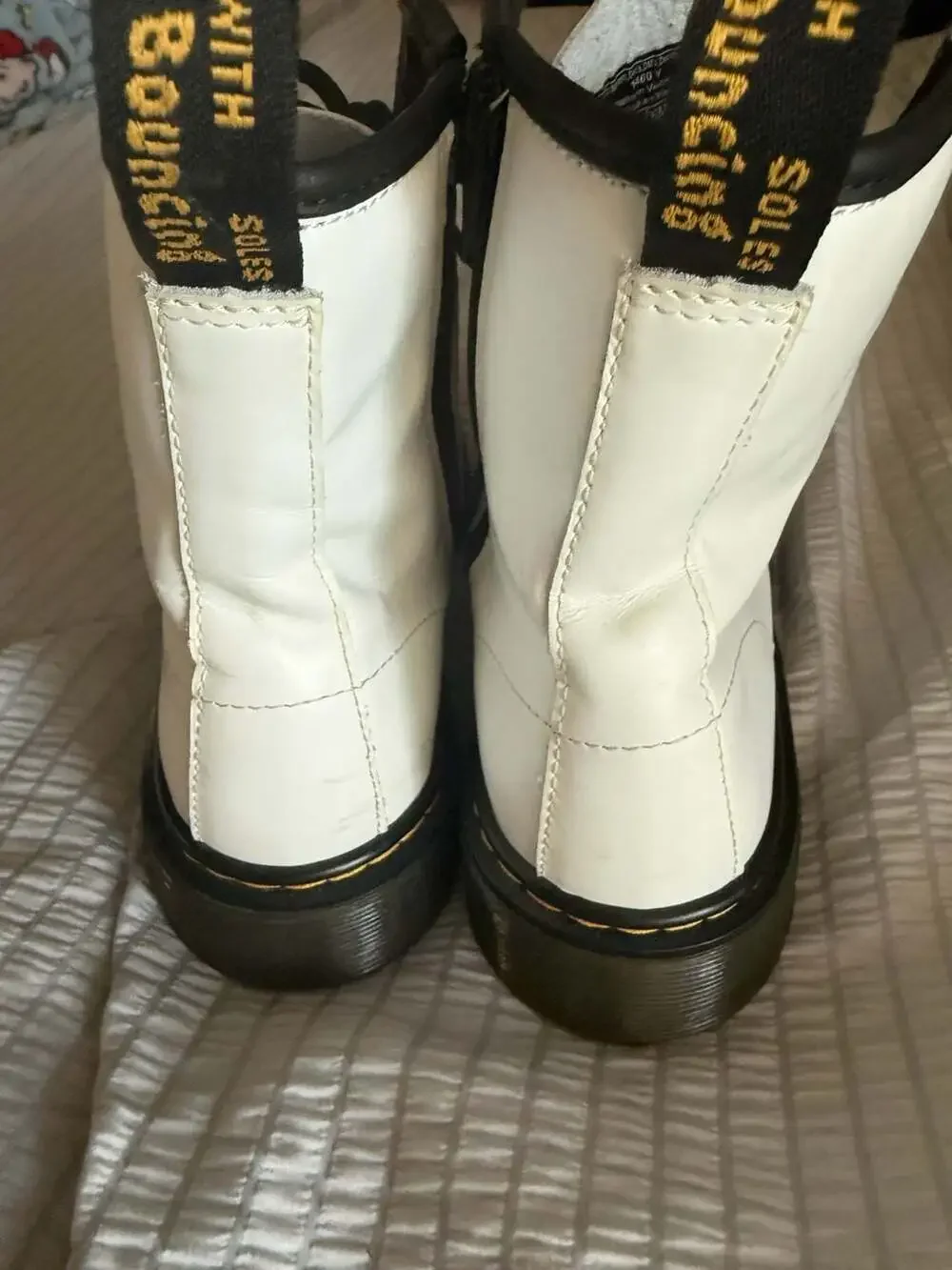 Dr. Martens 1460Y Youth White Combat Boots with Side Zipper